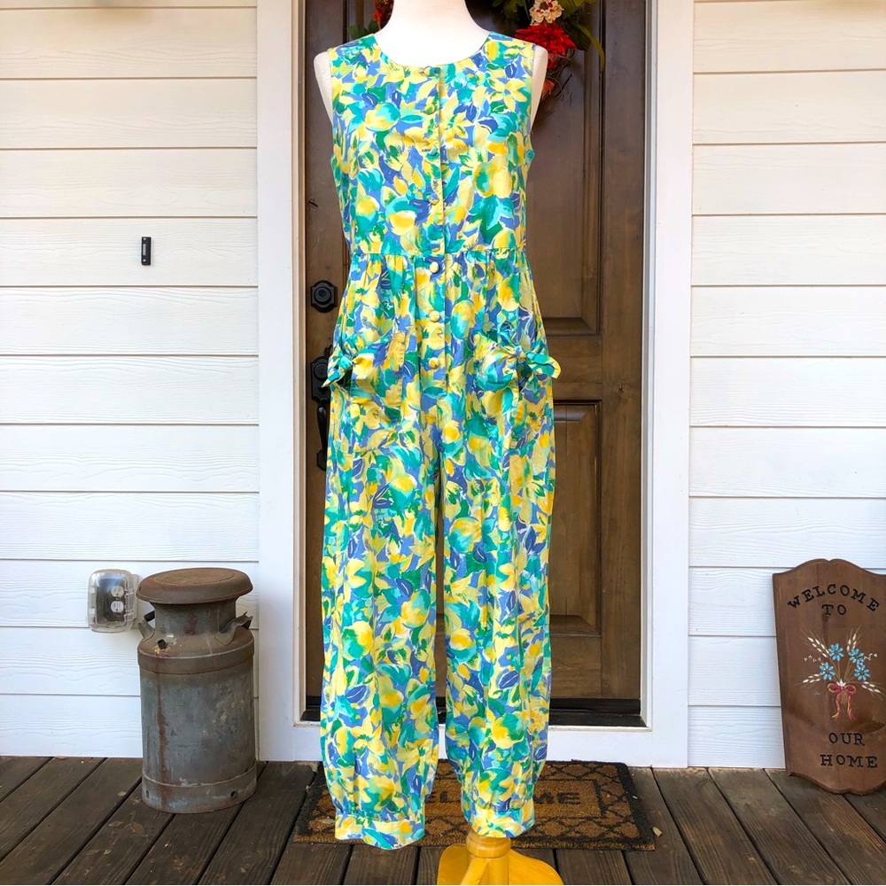 Laura Ashley Floral Jumpsuit - Blue, Yellow, Green